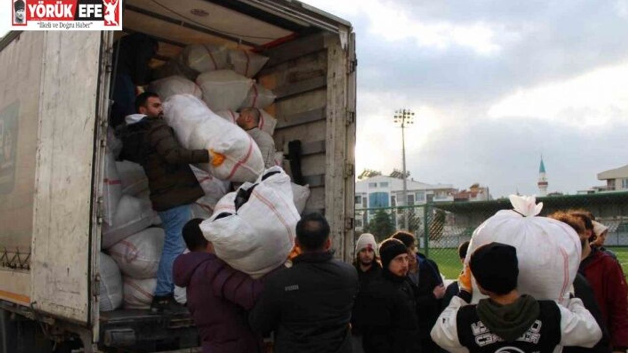Aydın, depremzedeler için seferber oldu, yardım tırları yola çıktı