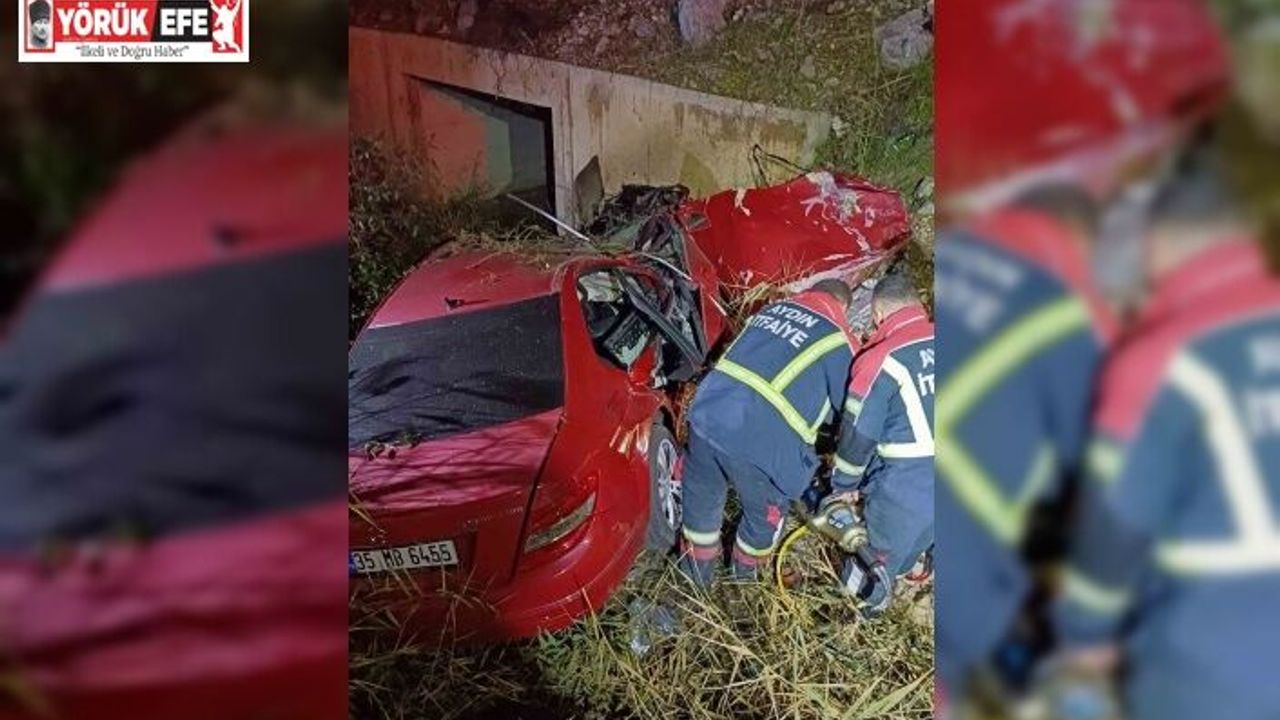 Kontrolden çıkan otomobil, kanala uçtu: 2 yaralı