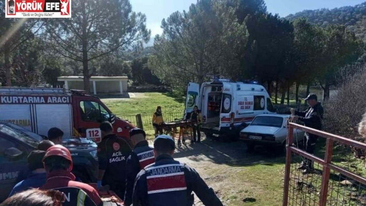 Taş duvardan düşen şahsı jandarma ekipleri ambulansa yetiştirdi
