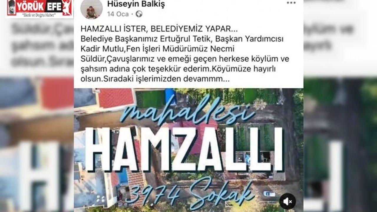 Muhtarlar sosyal medya hesaplarından Başkan Tetik’e teşekkür etti