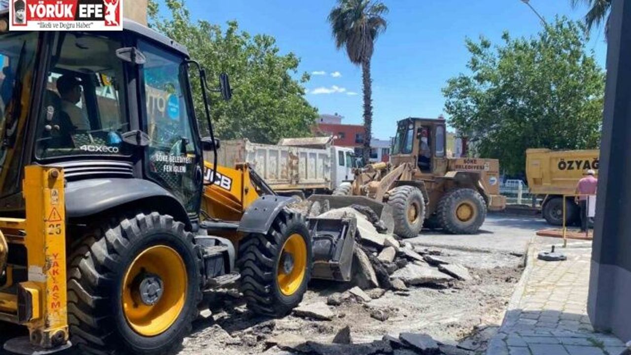 Söke’de yol yenileme çalışmaları devam ediyor