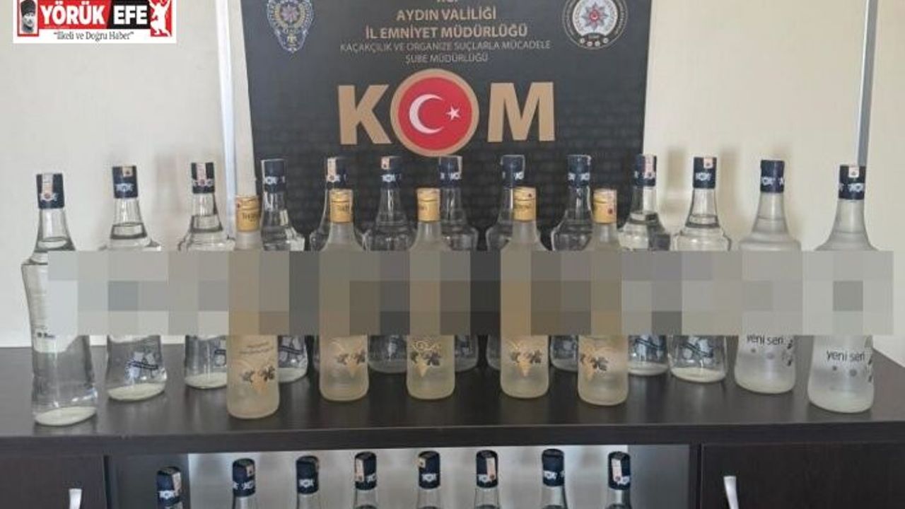 Aydın’da 25 litre sahte içki ele geçirildi