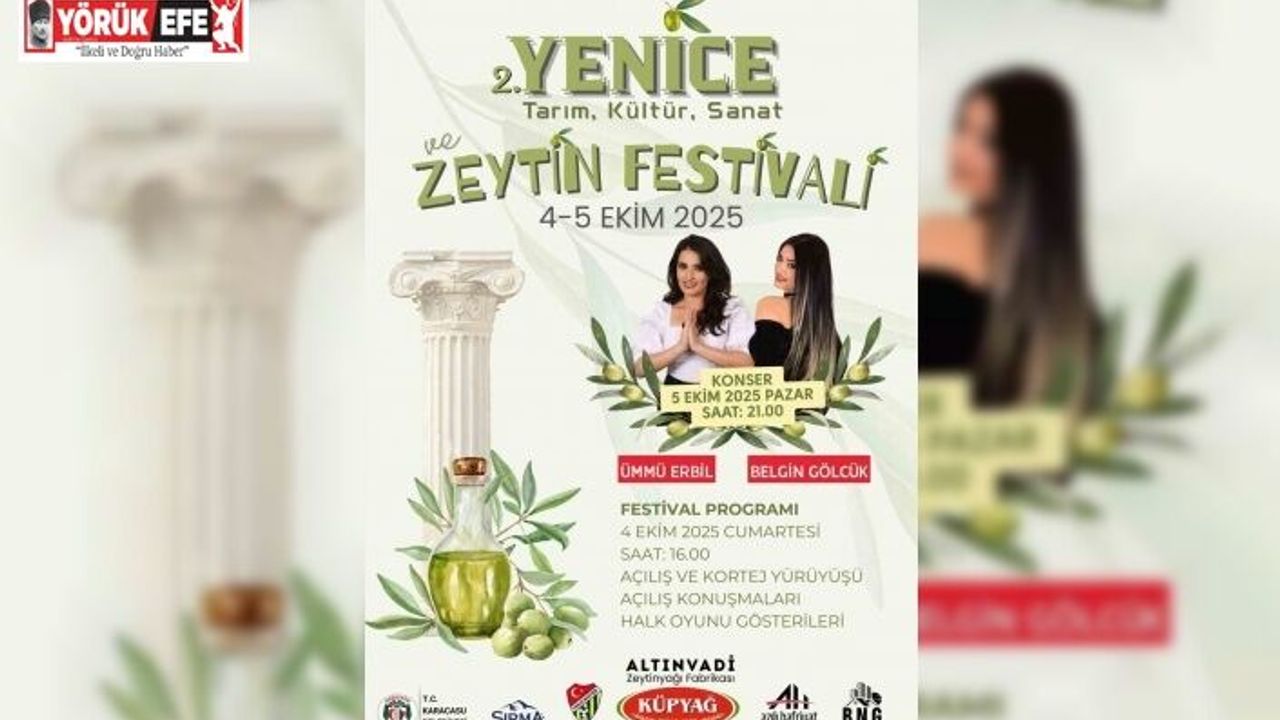 Yenice Tarım, Kültür, Sanat ve Zeytin Festivali kapılarını açıyor