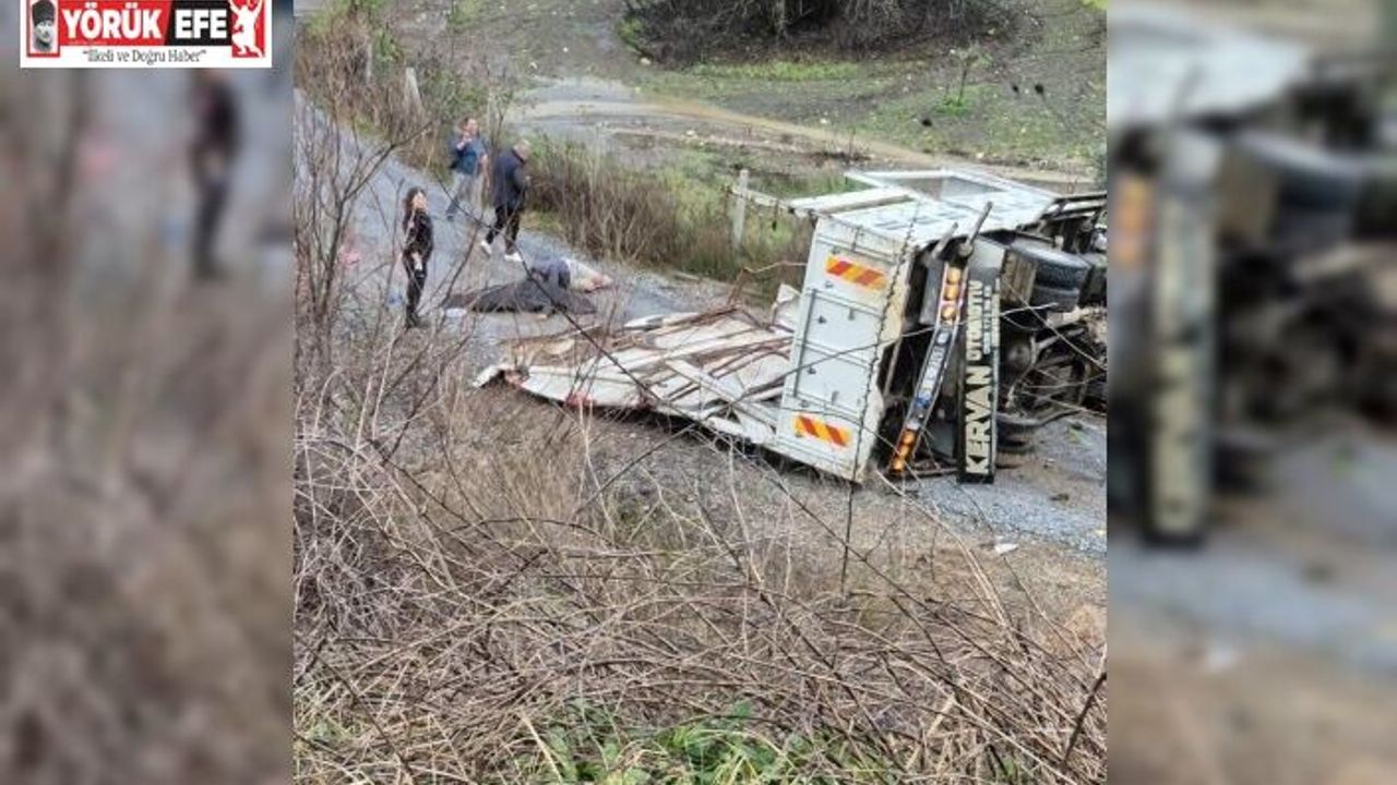 Kontrolden çıkan kamyon tali yola uçtu: 1 ölü, 1 yaralı