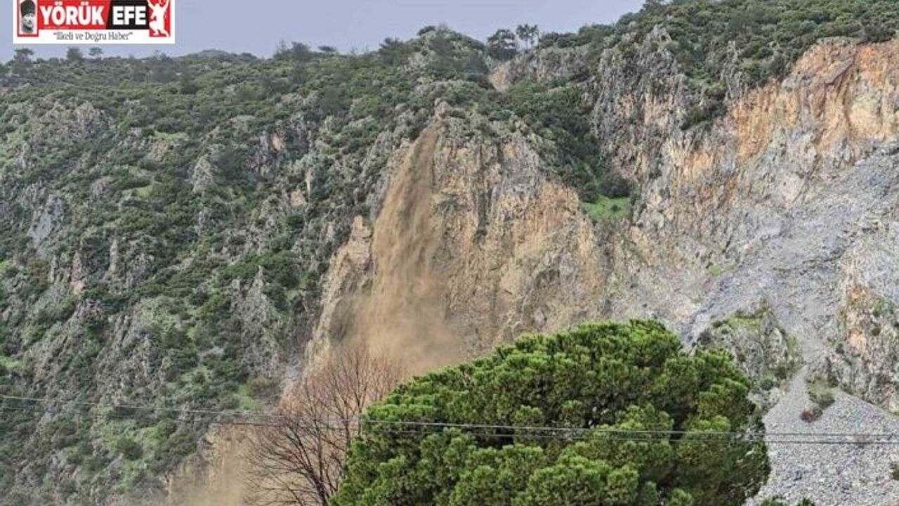 Söke’de dağdan akan sular adeta şelaleye döndü