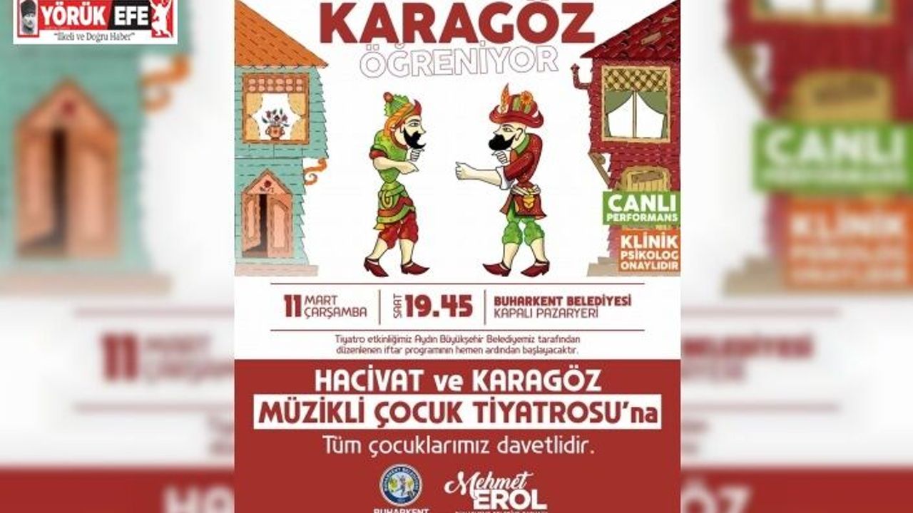 Buharkent’te çocuklar Hacivat ve Karagöz ile buluşacak