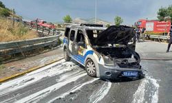 Polis aracı alevlere teslim oldu