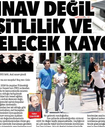 Sınav Değil Eşitlilik Ve Gelecek Kaygısı