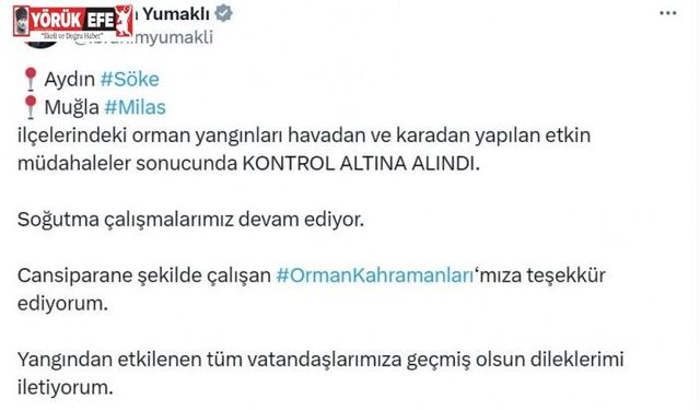 Bakan Yumaklı’dan orman kahramanlarına teşekkür