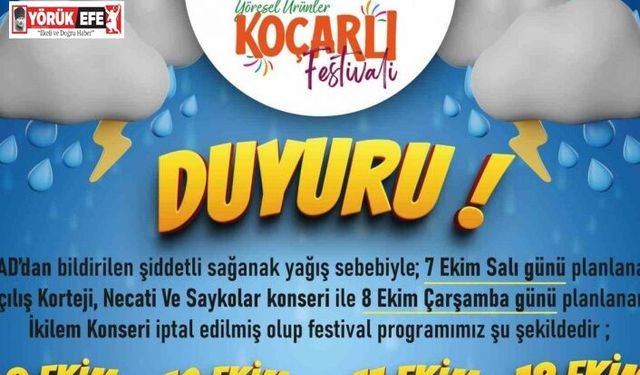 Koçarlı’da festival tarihi ertelendi