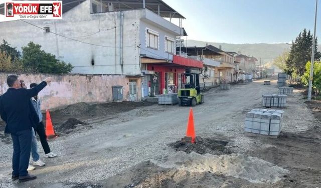 Yenipazar’da yol ve kaldırım çalışmaları sürüyor