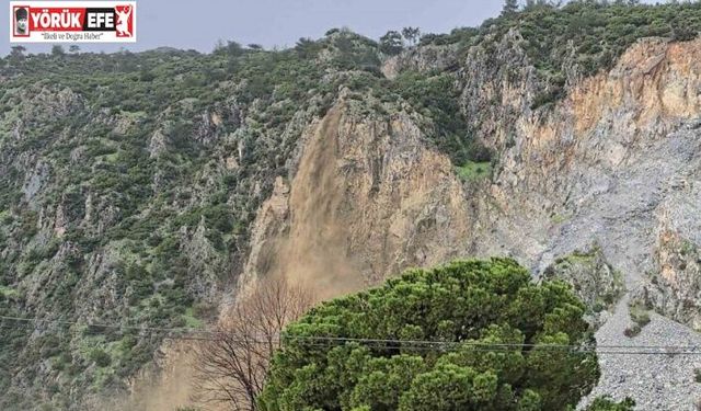 Söke’de dağdan akan sular adeta şelaleye döndü