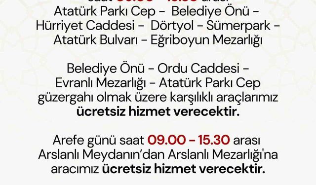Nazilli'de Ramazan Bayramı öncesi mezarlıklara ücretsiz servis hizmeti