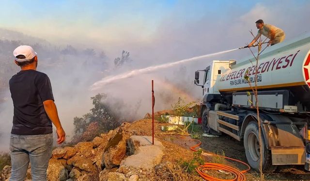 Çine'deki yangına Efeler Belediyesi'nden saha desteği