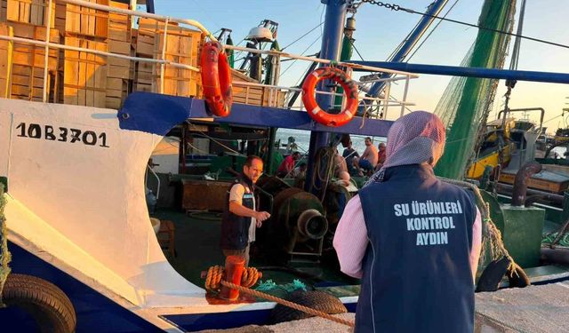 Didim'de uluslararası sularda avlanan trol teknelerine denetim