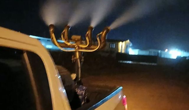 Germencik'te gece ilaçlaması sürüyor