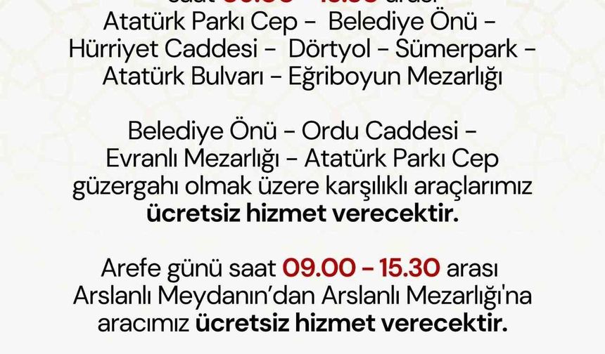 Nazilli'de Ramazan Bayramı öncesi mezarlıklara ücretsiz servis hizmeti