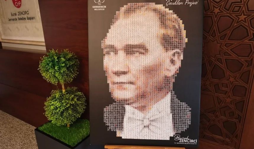 Germencik'te 500 çocukla Atatürk portresi oluşturuldu