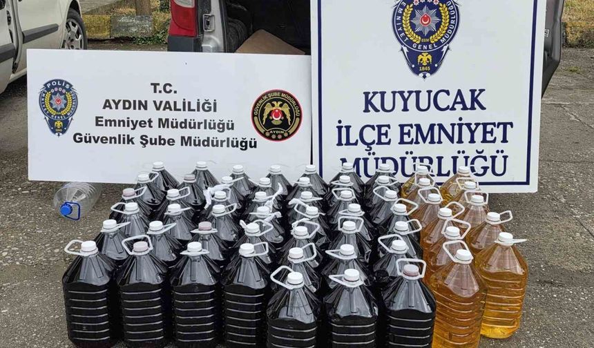 Kuyucak'ta 280 litre sahte alkol ele geçirildi
