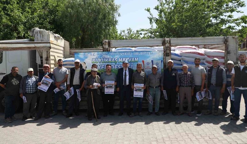 Aydın Büyükşehir'den Didim'de üreticilere yem desteği