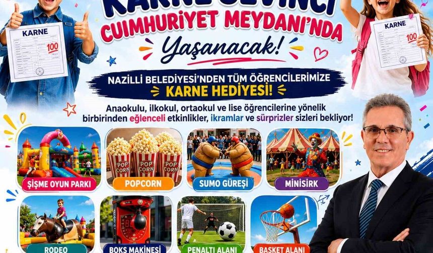 Nazilli Belediyesi'nden öğrencilere karne hediyesi