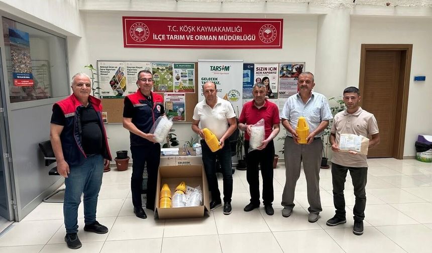 Köşk'te üreticilere yüzde 50 hibeli Akdeniz Meyve Sineği tuzağı desteği