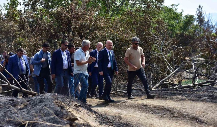 Bakan Yardımcısı Bulut ve Vali Varol yangın bölgesinde incelemelerde bulundu
