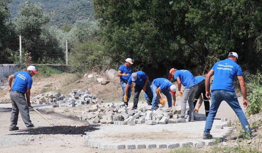 Bozdoğan Belediyesi Eymir Mahallesi'nde parke taşı döşeme çalışması tamamlandı