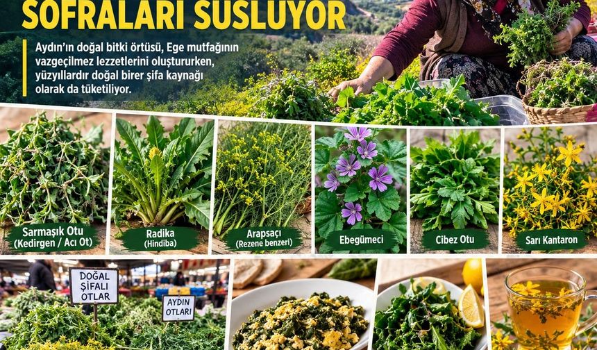 AYDIN’IN DAĞLARINDA YETİŞEN ŞİFALI OTLAR SOFRALARI SÜSLÜYOR