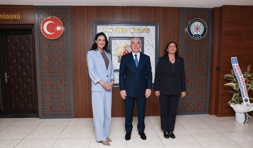 AK Parti Aydın Milletvekili Seda Sarıbaş ve Aydın Büyükşehir Belediye Başkanı Özlem Çerçioğlu’ndan Emniyet Müdürü Faruk Karaduman’a Ziyaret