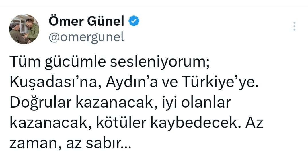 Başkan Ömer Günel Türkiye’ye Seslendi