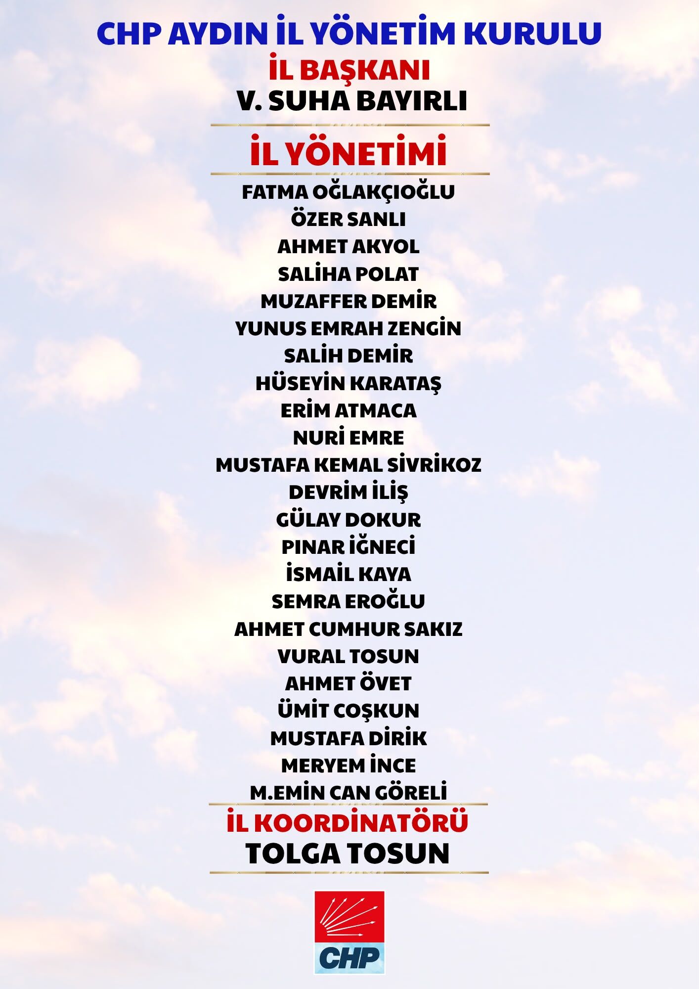 CHP AYDIN’DA YENİ İL YÖNETİMİ BELLİ OLDU